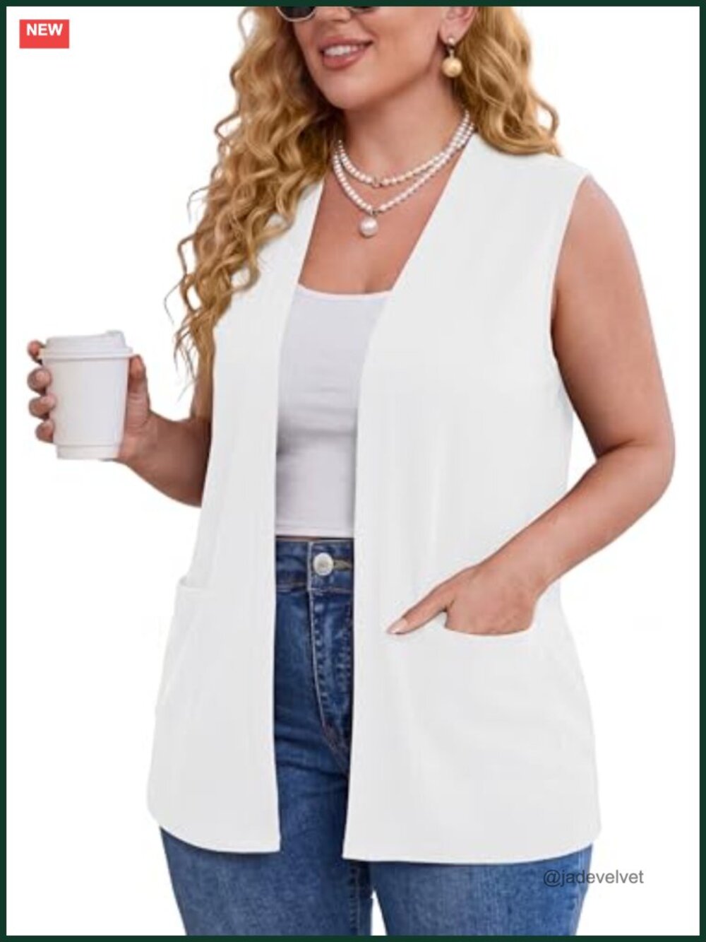 Sleeveless Open Front Cardigan Sweater Vest with Pockets Lightweight
